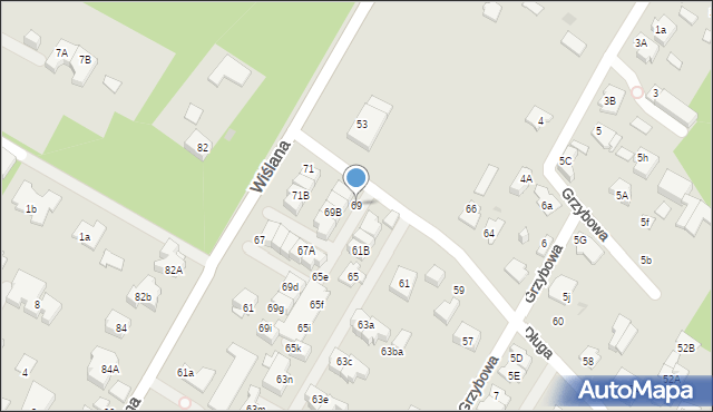 Łomianki, Długa, 69, mapa Łomianki