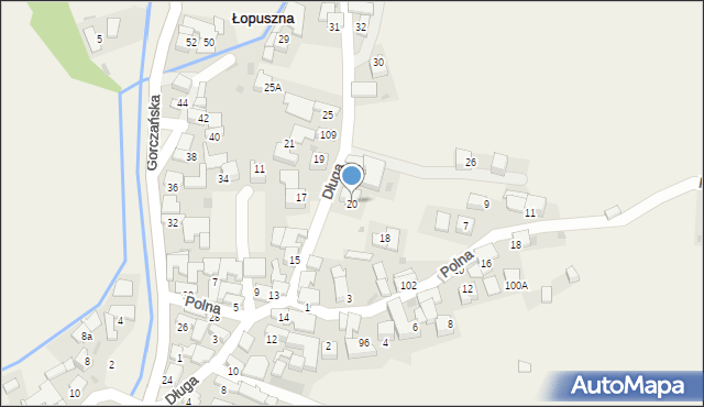 Łopuszna, Długa, 20, mapa Łopuszna