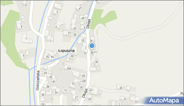 Łopuszna, Długa, 32, mapa Łopuszna