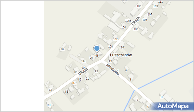 Łuszczanów, Długa, 98, mapa Łuszczanów