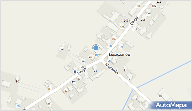 Łuszczanów, Długa, 98, mapa Łuszczanów