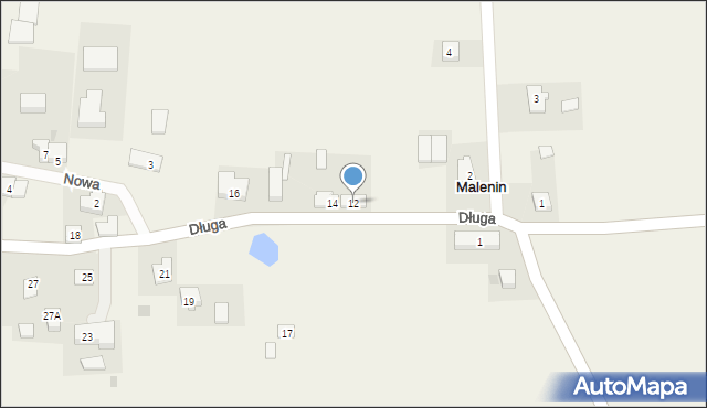 Malenin, Długa, 12, mapa Malenin
