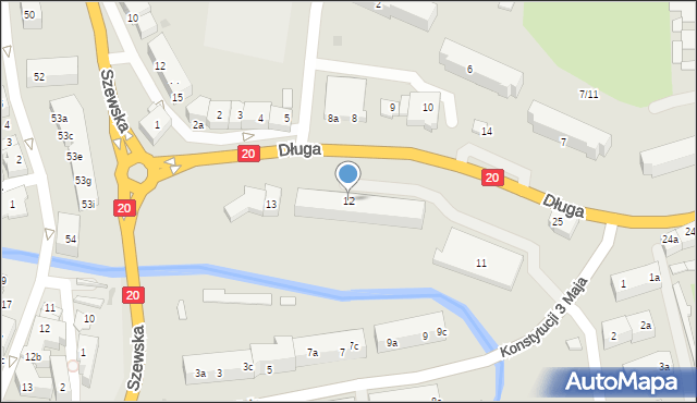 Miastko, Długa, 12, mapa Miastko