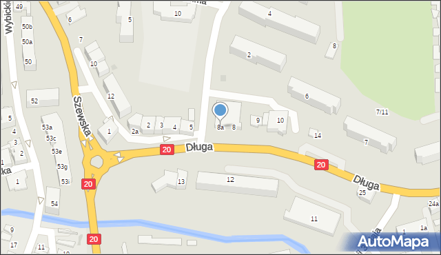 Miastko, Długa, 8a, mapa Miastko