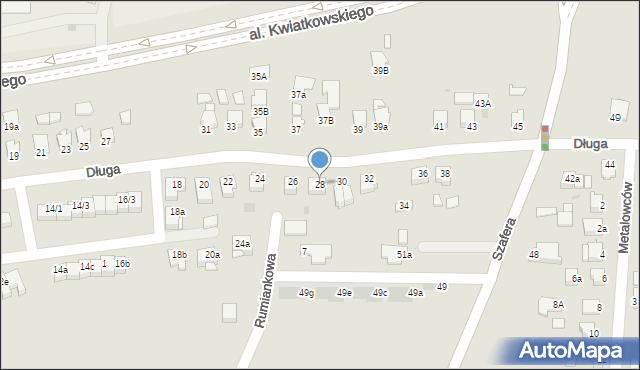 Mielec, Długa, 28, mapa Mielca