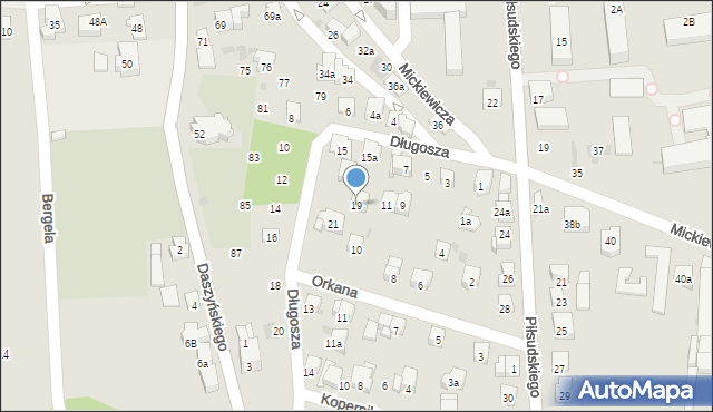 Myślenice, Długosza Jana, 19, mapa Myślenice