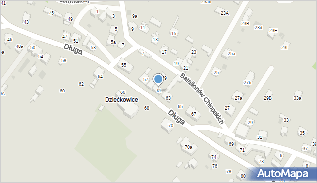 Mysłowice, Długa, 61, mapa Mysłowice