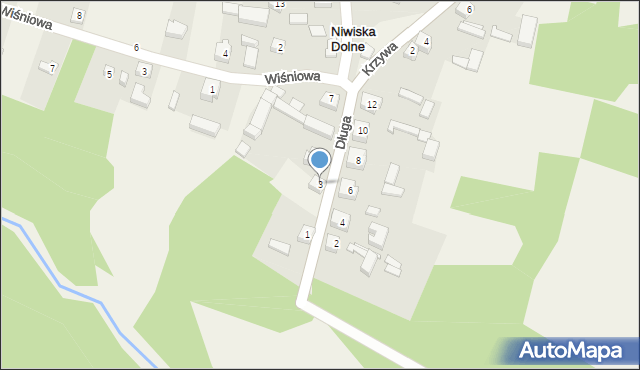 Niwiska Dolne, Długa, 3, mapa Niwiska Dolne