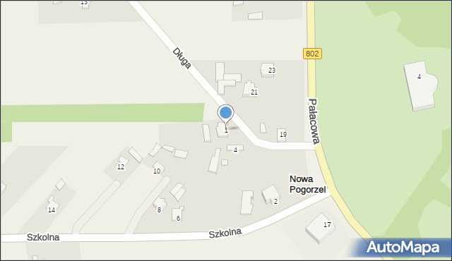 Nowa Pogorzel, Długa, 1, mapa Nowa Pogorzel