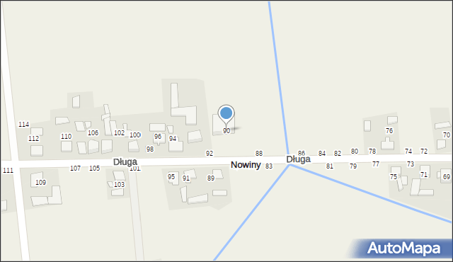 Nowiny, Długa, 90, mapa Nowiny