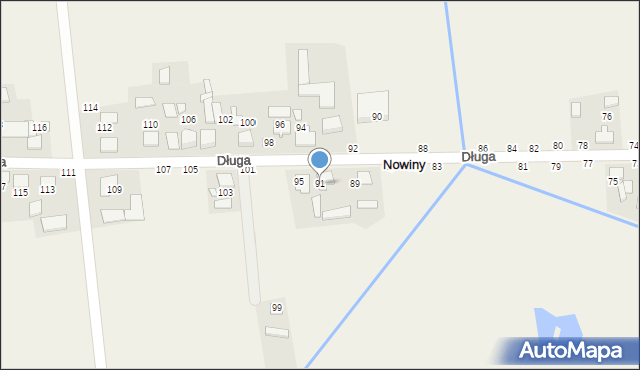 Nowiny, Długa, 91, mapa Nowiny