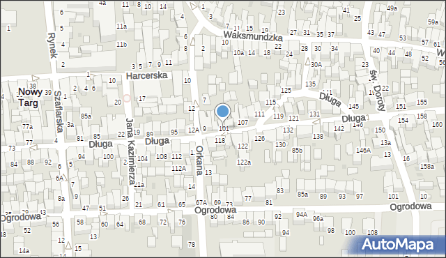 Nowy Targ, Długa, 101, mapa Nowego Targu