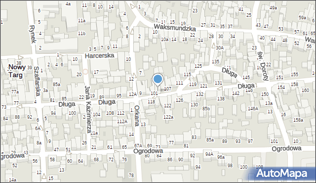 Nowy Targ, Długa, 103, mapa Nowego Targu