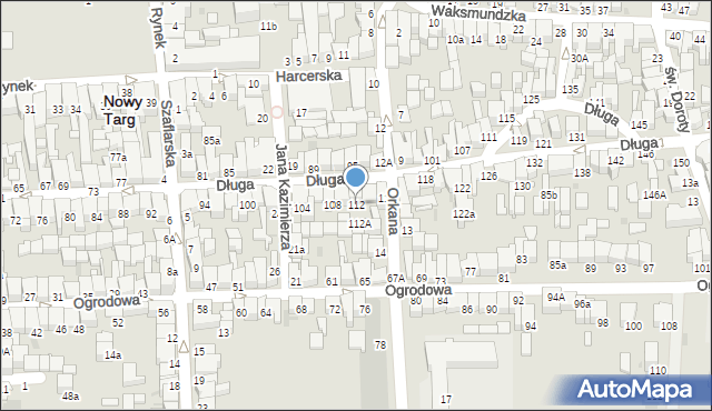Nowy Targ, Długa, 112, mapa Nowego Targu