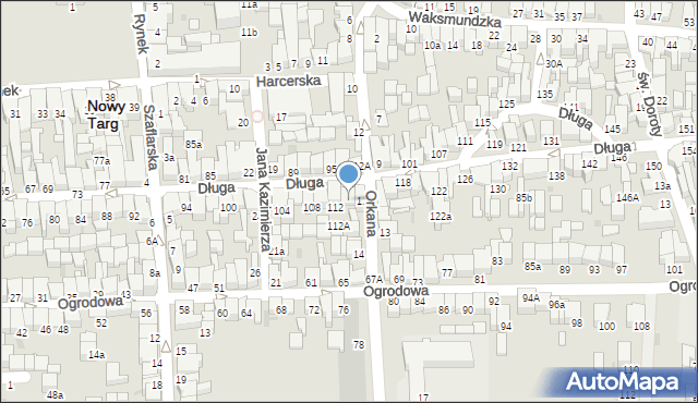 Nowy Targ, Długa, 114, mapa Nowego Targu