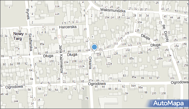 Nowy Targ, Długa, 118a, mapa Nowego Targu