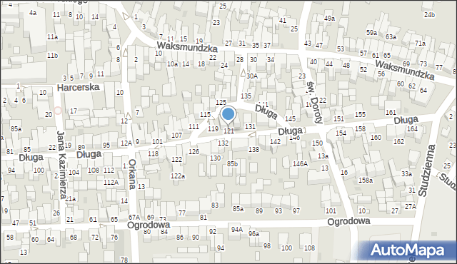 Nowy Targ, Długa, 121, mapa Nowego Targu