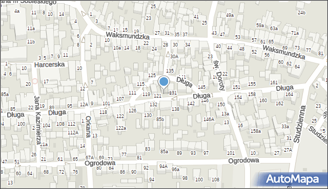 Nowy Targ, Długa, 129a, mapa Nowego Targu