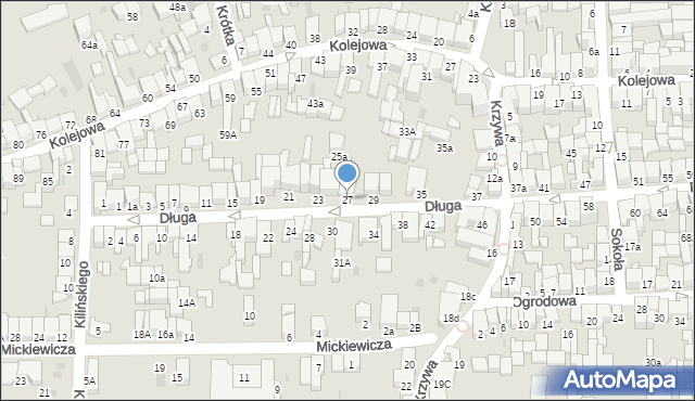 Nowy Targ, Długa, 27, mapa Nowego Targu