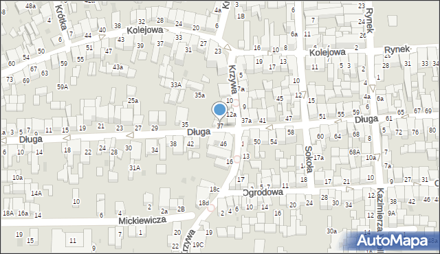 Nowy Targ, Długa, 37, mapa Nowego Targu