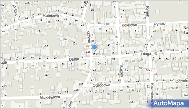 Nowy Targ, Długa, 37a, mapa Nowego Targu