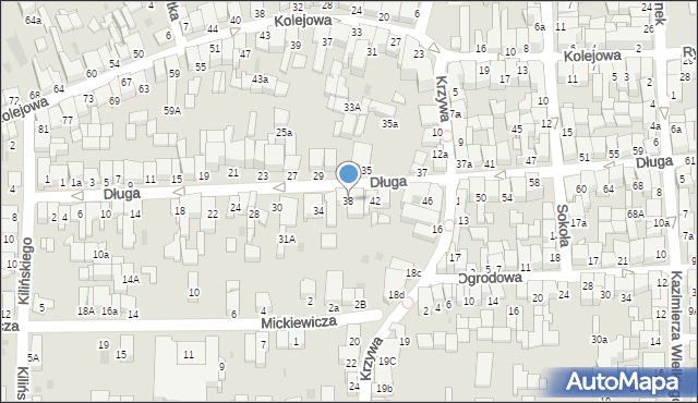 Nowy Targ, Długa, 38, mapa Nowego Targu