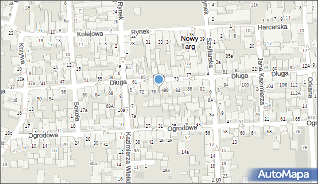 Nowy Targ, Długa, 78, mapa Nowego Targu