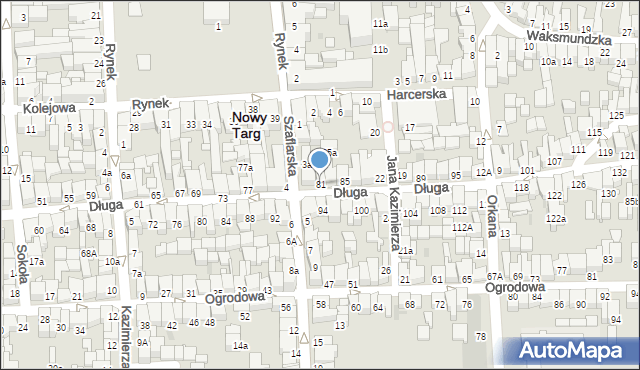 Nowy Targ, Długa, 81, mapa Nowego Targu