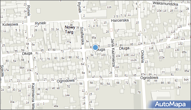 Nowy Targ, Długa, 96, mapa Nowego Targu
