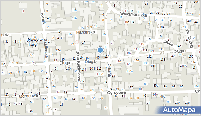 Nowy Targ, Długa, 97, mapa Nowego Targu