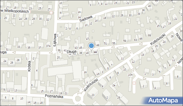 Nowy Tomyśl, Długa, 42, mapa Nowy Tomyśl