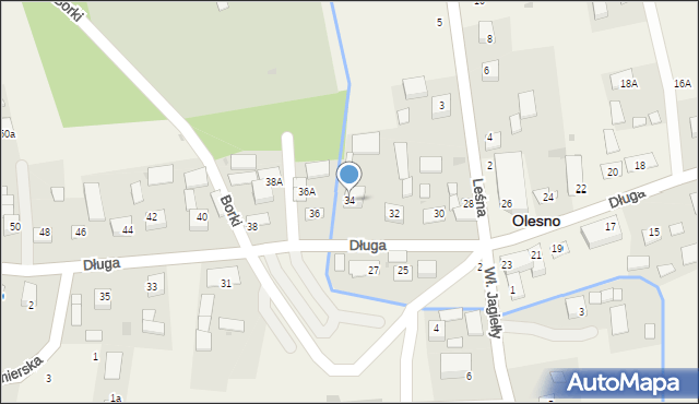 Olesno, Długa, 34, mapa Olesno