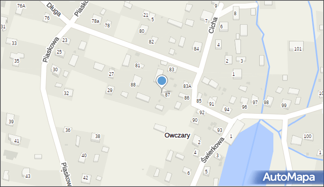 Owczary, Długa, 87a, mapa Owczary