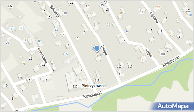 Pietrzykowice, Długa, 3, mapa Pietrzykowice