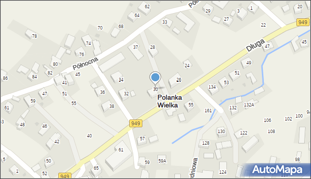 Polanka Wielka, Długa, 30, mapa Polanka Wielka