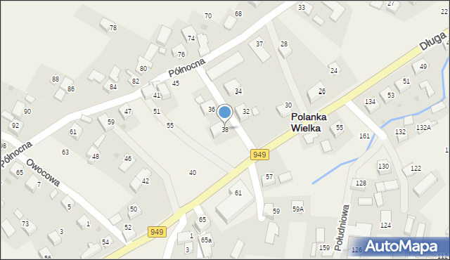 Polanka Wielka, Długa, 38, mapa Polanka Wielka