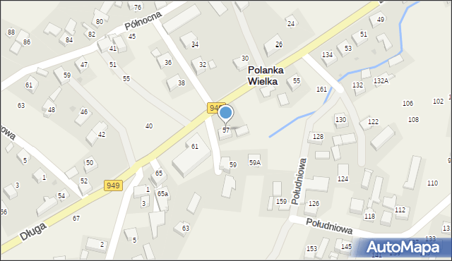 Polanka Wielka, Długa, 57, mapa Polanka Wielka