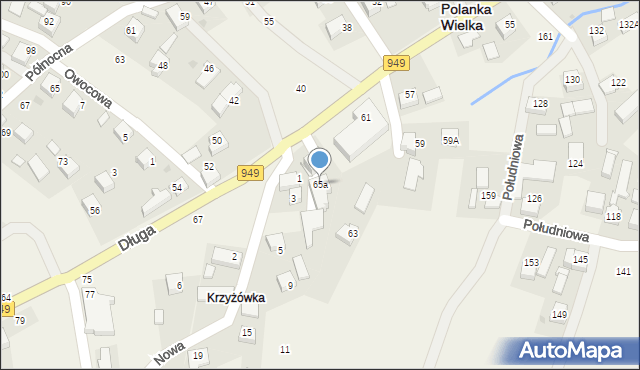 Polanka Wielka, Długa, 65a, mapa Polanka Wielka