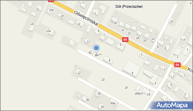 Przeciszów, Długa, 8A, mapa Przeciszów