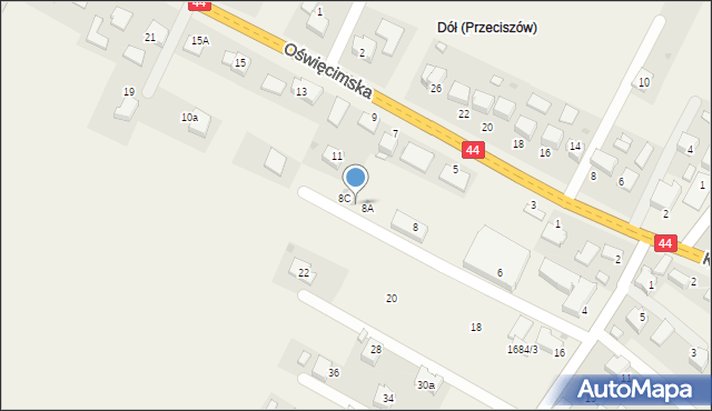 Przeciszów, Długa, 8B, mapa Przeciszów