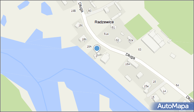 Radzewice, Długa, 17, mapa Radzewice