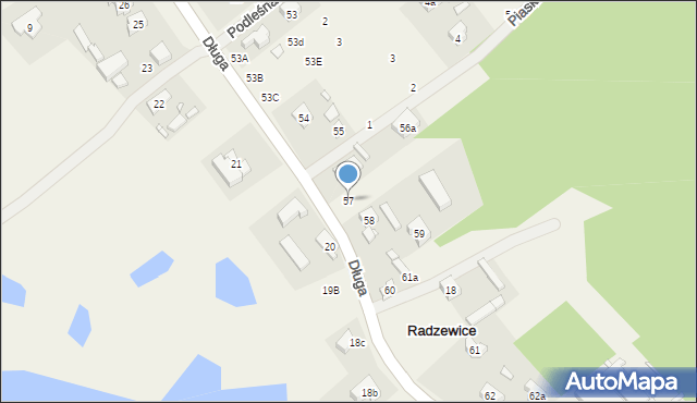 Radzewice, Długa, 57, mapa Radzewice