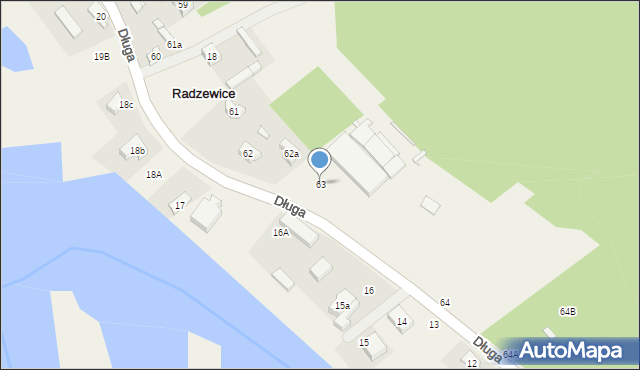 Radzewice, Długa, 63, mapa Radzewice