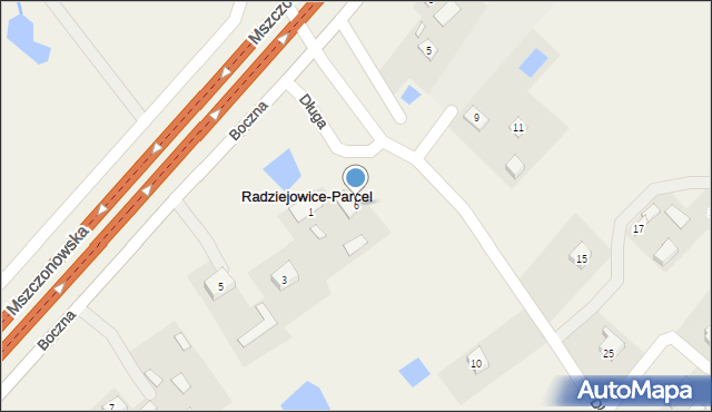 Radziejowice-Parcel, Długa, 6, mapa Radziejowice-Parcel