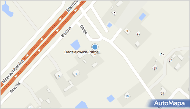 Radziejowice-Parcel, Długa, 6, mapa Radziejowice-Parcel