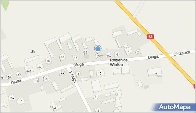 Rogienice Wielkie, Długa, 10, mapa Rogienice Wielkie