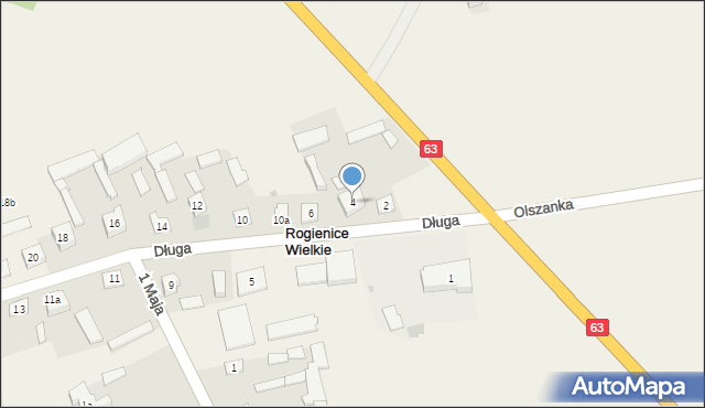 Rogienice Wielkie, Długa, 4, mapa Rogienice Wielkie