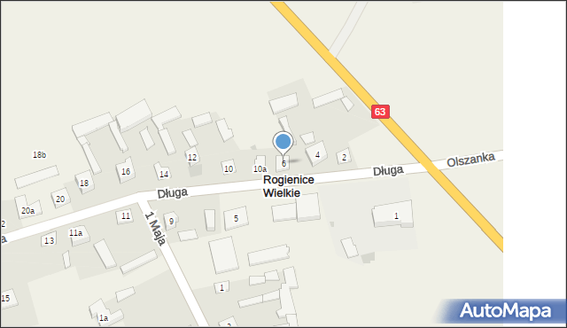 Rogienice Wielkie, Długa, 6, mapa Rogienice Wielkie