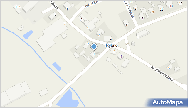 Rybno, Długa, 1, mapa Rybno