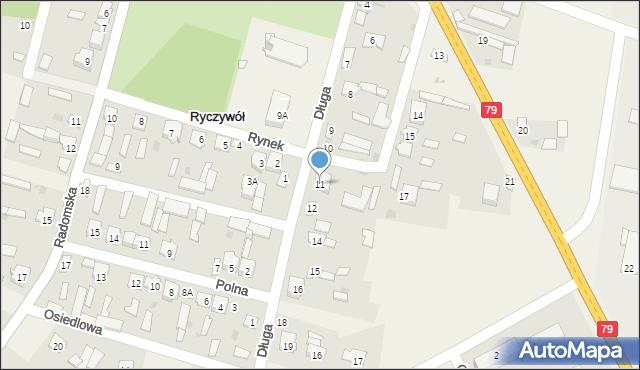 Ryczywół, Długa, 11, mapa Ryczywół